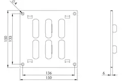 Grille métal réglable 150 x 150 mm noir - MR1515RM - RAL9005