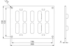 Grille métal réglable 200 x 150 mm noir - MR2015RM - RAL9005
