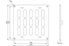 Grille métal réglable 200 x 200 mm noir - MR2020RM - RAL9005