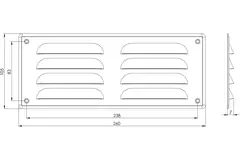 Grille de ventilation métallique carrée 260x105 mm acier inoxydable - MR26105i