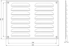 Grille de ventilation métallique carrée 260x190 mm noire - MR2619M - RAL9005