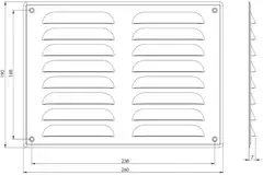 Grille de ventilation métallique carrée 260x190 mm noire - MR2619M - RAL9005
