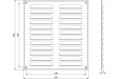 Grille de ventilation métallique carrée 260x280 mm noire - MR2628M - RAL9005