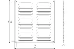 Grille de ventilation métallique carrée 260x280 mm noire - MR2628M - RAL9005