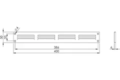 Grille métal 400 x 50 mm noir - MR405M - RAL9005