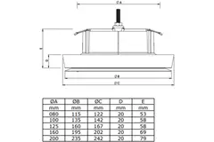 Bouche de soufflage plastique 125 mm RAL 9003 avec clips à ressorts et déflecteur - I-Valve Rondo 125