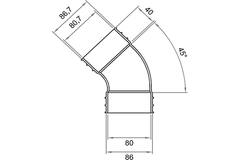Wavin Ventiza Coude 45 degrés PVC ovale 235x80 mm vertical M/M