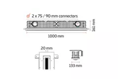 Grille linéaire encastrable sans cadre Ergovent 1000 mm avec diamètre de raccordement 75 mm - standard
