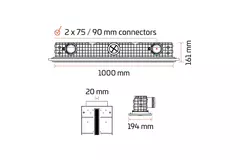 Grille linéaire encastrable sans cadre Ergovent 1000 mm avec diamètre de raccordement 75 mm – profil