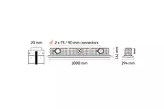 Diffuseur à fente sans cadre Ergovent 1000 mm avec diamètre de raccordement 90 mm - profilé