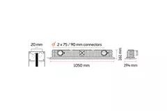 Diffuseur à fente sans cadre Ergovent 1050 mm avec diamètre de raccordement 90 mm - modulaire - 1 fente