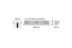 Grille Ergovent sans cadre 1000 mm avec diamètre de raccordement 90 mm - standard
