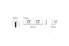 Diffuseur à fente sans cadre Ergovent 600 mm avec diamètre de raccordement 75 mm - profilé