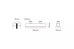 Diffuseur à fente sans cadre Ergovent 600 mm avec diamètre de raccordement 75 mm - profil (vertical)