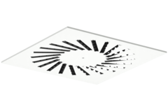 Diffuseur à jet hélicoïdal en acier avec déflecteurs réglables - 500x500 mm - RAL 9016
