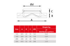 Diffuseur plafonnier en acier avec sortie ronde - 125 mm - RAL 9016