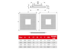 Diffuseur plafonnier perforé pour l'alimentation et l'évacuation 595x595 mm - 200 mm - RAL 9016