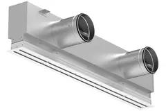Grille linéaire en aluminium avec 3 déflecteurs réglables – 1 250 mm – RAL 9016 + plénum isolé avec registre de régulation du débit d'air