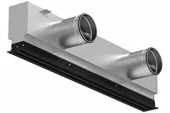 Grille linéaire en aluminium avec 3 déflecteurs réglables – 1 250 mm – RAL 9005 + plénum isolé avec registre de régulation du débit d'air