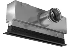 Grille linéaire en aluminium avec 3 déflecteurs réglables – 1 000 mm – RAL 9005 + plénum isolé avec registre de régulation du débit d'air