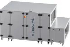 Centrales de traitement d'air Maxivent WTW avec échangeur à contre-courant 7 600 m³/h, avec batterie à eau chaude et refroidissement DX, disposition horizontale à gauche - PHE 7600 H WDJL T 02
