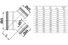 Pièce en Y 45° Ø 80 mm - 80 mm pour conduit rigide galvanisé