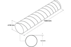 Conduit rigide galvanisé Ø 150 mm longueur 1,5 mètre - galvanisé