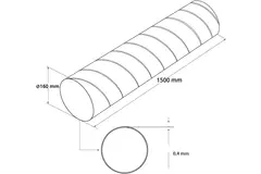 Tuyau spiralé Ø 160 mm, longueur 1,5 mètre - Galvanisé