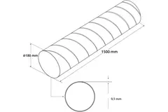 Conduit rigide galvanisé Ø 180 mm longueur 1,5 mètre - galvanisé