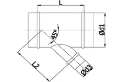 Té de Ø 250 mm - Ø 100 mm pour conduit rigide galvanisé (45°)