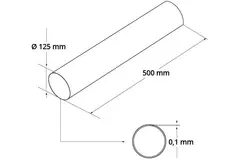 Gaine de ventilation ronde en plastique Ø 125 mm L=0,5 mètre A1-0.525