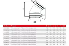 Coude isolé Thermoduct 13mm 45 degrés et 250 mm de diamètre