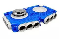 Diffuseur combiné Vent-Axia Uniflexplus 18x Ø69mm avec raccordement latéral et embout Ø180 mm