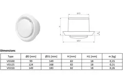 Bouche de ventilation VMC plastique avec fourreau de montage noir anthracite - Ø 125 mm - VD125A