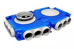 Boîte de sous-distribution Vent-Axia Uniflexplus 18x Ø69mm raccordement latéral avec embout Ø160mm