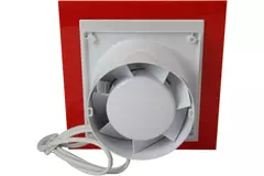 Air Roxy vmc salle de bain avec diamètre de raccordement 100 mm avec cordon de tirage et fiche - front en plastique rouge