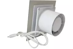 Vmc salle de bain Ø 125 mm avec cordon de tirage et fiche - front en verre satin argenté