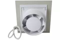 Vmc salle de bain Ø 125 mm avec cordon de tirage et fiche - front en verre satin argenté