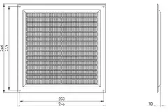Grille de ventilation carrée grillagée 250 x 250 mm gris
